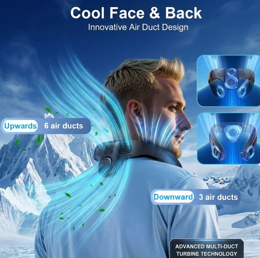 Neck Fan with Large Cooling Plate – 6000mAh Battery